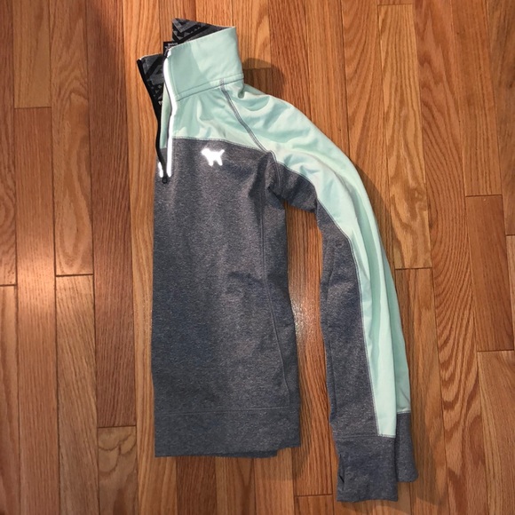 PINK Victoria's Secret Tops - PINK mint green and gray half zip